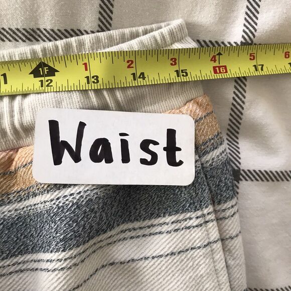 O'Neill Cream Striped Cotton Casual Surf Beach Drawstring Mens Sweat Shorts - L - Picture 6 of 9